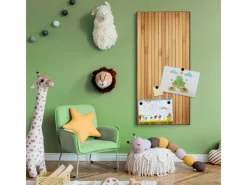 Banjado Pinnwände^Magnettafel 37x78cm Magnetwand Schwarz Aus Metall Magnetpinnwand Pinnwand Inkl. 4 Magnete Motiv Bambusholz