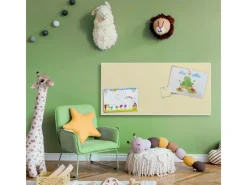 Banjado Pinnwände^Magnettafel 78x37cm Magnetwand Weiß Aus Metall Magnetpinnwand Pinnwand Inkl. 4 Magnete Motiv Beige