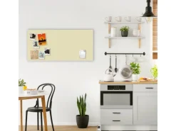 Banjado Pinnwände^Magnettafel 78x37cm Magnetwand Weiß Aus Metall Magnetpinnwand Pinnwand Inkl. 4 Magnete Motiv Beige