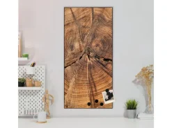 Banjado Wanddekoration|Pinnwände^Magnettafel 37x78cm Magnetwand Schwarz Aus Metall Magnetpinnwand Pinnwand Inkl. 4 Magnete Motiv Jahresringe