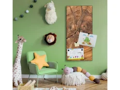 Banjado Wanddekoration|Pinnwände^Magnettafel 37x78cm Magnetwand Schwarz Aus Metall Magnetpinnwand Pinnwand Inkl. 4 Magnete Motiv Jahresringe