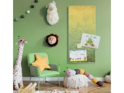 Banjado Pinnwände^Magnettafel 37x78cm Magnetwand Weiß Aus Metall Magnetpinnwand Pinnwand Inkl. 4 Magnete Motiv Vintage Messing