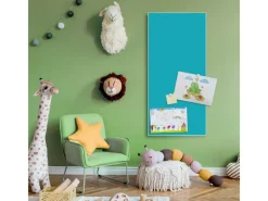 Banjado Pinnwände^Magnettafel 37x78cm Magnetwand Weiß Aus Metall Magnetpinnwand Pinnwand Inkl. 4 Magnete Motiv Türkis