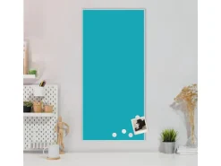 Banjado Pinnwände^Magnettafel 37x78cm Magnetwand Weiß Aus Metall Magnetpinnwand Pinnwand Inkl. 4 Magnete Motiv Türkis