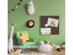 Banjado Pinnwände^Magnettafel 50x50cm Magnetwand Weiß Aus Metall Magnetpinnwand Pinnwand Inkl. 4 Magnete Motiv Schokobraun