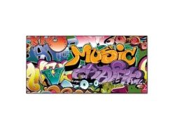 Banjado Pinnwände^Magnettafel 78x37cm Magnetwand Schwarz Aus Metall Magnetpinnwand Pinnwand Inkl. 4 Magnete Motiv Graffiti