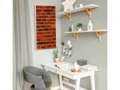 Banjado Magnettafel 37x78cm Magnetwand Weiß Aus Metall Magnetpinnwand Pinnwand Inkl. 4 Magnete Motiv Ziegelwand