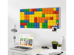 Banjado Magnettafel 78x37cm Magnetwand Weiß Aus Metall Magnetpinnwand Pinnwand Inkl. 4 Magnete Motiv Bausteine