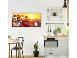 Banjado Pinnwände^Magnettafel 78x37cm Magnetwand Schwarz Aus Metall Magnetpinnwand Pinnwand Inkl. 4 Magnete Motiv Cosmea Feld