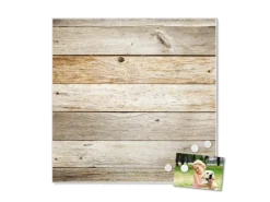 Banjado Magnettafel 50x50cm Magnetwand Weiß Aus Metall Magnetpinnwand Pinnwand Inkl. 4 Magnete Motiv Graues Holz