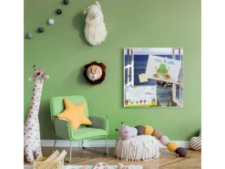 Banjado Pinnwände^Magnettafel 50x50cm Magnetwand Weiß Aus Metall Magnetpinnwand Pinnwand Inkl. 4 Magnete Motiv Fensterpanorama