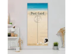 Banjado Pinnwände^Magnettafel 37x78cm Magnetwand Silber Aus Metall Magnetpinnwand Pinnwand Inkl. 4 Magnete Motiv Postkarte