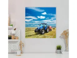 Banjado Pinnwände^Magnettafel 50x50cm Magnetwand Weiß Aus Metall Magnetpinnwand Pinnwand Inkl. 4 Magnete Motiv Traktor