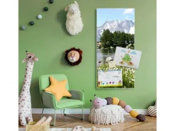 Banjado Magnettafel 37x78cm Magnetwand Weiß Aus Metall Magnetpinnwand Pinnwand Inkl. 4 Magnete Motiv Bergidylle