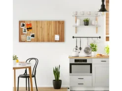 Banjado Magnettafel 78x37cm Magnetwand Weiß Aus Metall Magnetpinnwand Pinnwand Inkl. 4 Magnete Motiv Bambusholz