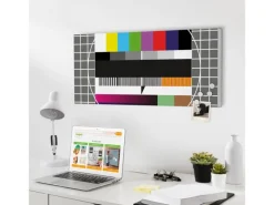 Banjado Pinnwände^Magnettafel 78x37cm Magnetwand Weiß Aus Metall Magnetpinnwand Pinnwand Inkl. 4 Magnete Motiv Testbild