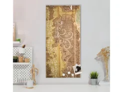 Banjado Pinnwände^Magnettafel 37x78cm Magnetwand Silber Aus Metall Magnetpinnwand Pinnwand Inkl. 4 Magnete Motiv Alte Tapeten