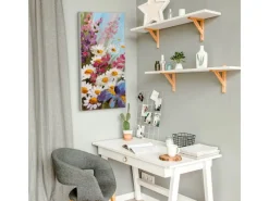 Banjado Pinnwände^Magnettafel 37x78cm Magnetwand Silber Aus Metall Magnetpinnwand Pinnwand Inkl. 4 Magnete Motiv Sommerstrauss