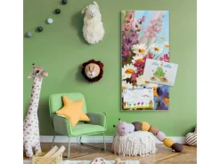 Banjado Pinnwände^Magnettafel 37x78cm Magnetwand Silber Aus Metall Magnetpinnwand Pinnwand Inkl. 4 Magnete Motiv Sommerstrauss