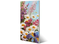 Banjado Pinnwände^Magnettafel 37x78cm Magnetwand Silber Aus Metall Magnetpinnwand Pinnwand Inkl. 4 Magnete Motiv Sommerstrauss