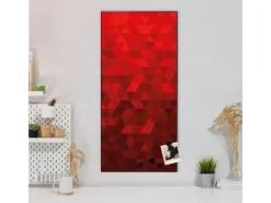 Banjado Pinnwände^Magnettafel 37x78cm Magnetwand Schwarz Aus Metall Magnetpinnwand Pinnwand Inkl. 4 Magnete Motiv Dreiecke Rot