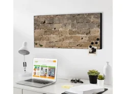 Banjado Wanddekoration|Pinnwände^Magnettafel 78x37cm Magnetwand Schwarz Aus Metall Magnetpinnwand Pinnwand Inkl. 4 Magnete Motiv Steinwand Antik