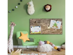 Banjado Wanddekoration|Pinnwände^Magnettafel 78x37cm Magnetwand Schwarz Aus Metall Magnetpinnwand Pinnwand Inkl. 4 Magnete Motiv Steinwand Antik