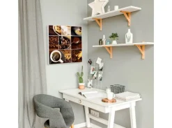 Banjado Pinnwände^Magnettafel 50x50cm Magnetwand Weiß Aus Metall Magnetpinnwand Pinnwand Inkl. 4 Magnete Motiv Kaffee&Schokolade