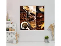 Banjado Pinnwände^Magnettafel 50x50cm Magnetwand Weiß Aus Metall Magnetpinnwand Pinnwand Inkl. 4 Magnete Motiv Kaffee&Schokolade