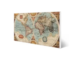 Banjado Pinnwände^Magnettafel 78x37cm Magnetwand Weiß Aus Metall Magnetpinnwand Pinnwand Inkl. 4 Magnete Motiv Historische Weltkarte