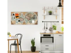Banjado Pinnwände^Magnettafel 78x37cm Magnetwand Weiß Aus Metall Magnetpinnwand Pinnwand Inkl. 4 Magnete Motiv Historische Weltkarte