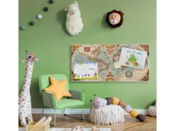 Banjado Pinnwände^Magnettafel 78x37cm Magnetwand Weiß Aus Metall Magnetpinnwand Pinnwand Inkl. 4 Magnete Motiv Historische Weltkarte