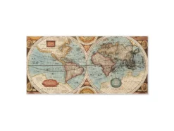 Banjado Pinnwände^Magnettafel 78x37cm Magnetwand Weiß Aus Metall Magnetpinnwand Pinnwand Inkl. 4 Magnete Motiv Historische Weltkarte