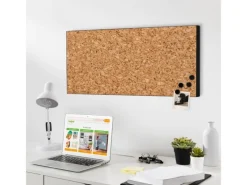 Banjado Pinnwände^Magnettafel 78x37cm Magnetwand Schwarz Aus Metall Magnetpinnwand Pinnwand Inkl. 4 Magnete Motiv Kork