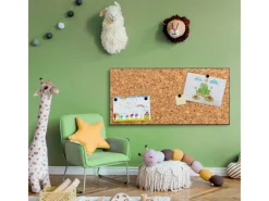 Banjado Pinnwände^Magnettafel 78x37cm Magnetwand Schwarz Aus Metall Magnetpinnwand Pinnwand Inkl. 4 Magnete Motiv Kork