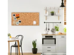 Banjado Magnettafel 78x37cm Magnetwand Silber Aus Metall Magnetpinnwand Pinnwand Inkl. 4 Magnete Motiv Kork