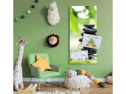 Banjado Pinnwände^Magnettafel 37x78cm Magnetwand Silber Aus Metall Magnetpinnwand Pinnwand Inkl. 4 Magnete Motiv Steine&Relax