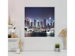 Banjado Pinnwände^Magnettafel 50x50cm Magnetwand Weiß Aus Metall Magnetpinnwand Pinnwand Inkl. 4 Magnete Motiv New York