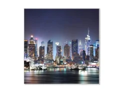 Banjado Pinnwände^Magnettafel 50x50cm Magnetwand Weiß Aus Metall Magnetpinnwand Pinnwand Inkl. 4 Magnete Motiv New York