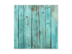 Banjado Pinnwände^Magnettafel 50x50cm Magnetwand Weiß Aus Metall Magnetpinnwand Pinnwand Inkl. 4 Magnete Motiv Blaues Holz