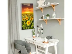 Banjado Magnettafel 37x78cm Magnetwand Silber Aus Metall Magnetpinnwand Pinnwand Inkl. 4 Magnete Motiv Sonnenblumenmeer