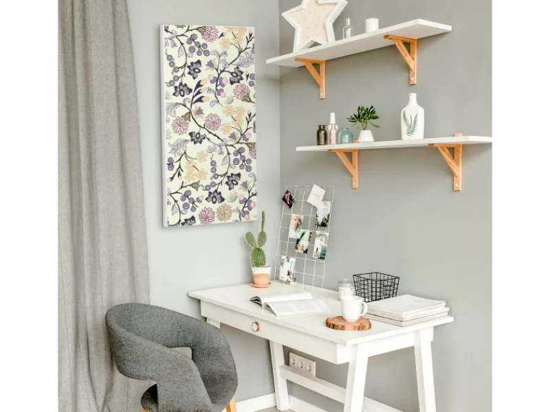 Banjado Magnettafel 37x78cm Magnetwand Weiß Aus Metall Magnetpinnwand Pinnwand Inkl. 4 Magnete Motiv Florale Tapete