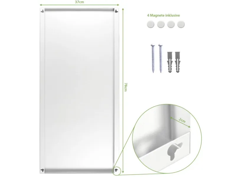 Banjado Magnettafel 37x78cm Magnetwand Weiß Aus Metall Magnetpinnwand Pinnwand Inkl. 4 Magnete Motiv Florale Tapete