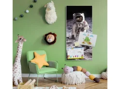 Banjado Pinnwände^Magnettafel 37x78cm Magnetwand Weiß Aus Metall Magnetpinnwand Pinnwand Inkl. 4 Magnete Motiv Astronaut