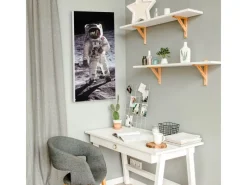 Banjado Pinnwände^Magnettafel 37x78cm Magnetwand Weiß Aus Metall Magnetpinnwand Pinnwand Inkl. 4 Magnete Motiv Astronaut