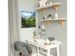 Banjado Pinnwände^Magnettafel 50x50cm Magnetwand Weiß Aus Metall Magnetpinnwand Pinnwand Inkl. 4 Magnete Motiv Bergsee Alpen