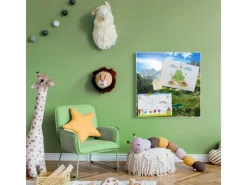 Banjado Pinnwände^Magnettafel 50x50cm Magnetwand Weiß Aus Metall Magnetpinnwand Pinnwand Inkl. 4 Magnete Motiv Bergsee Alpen