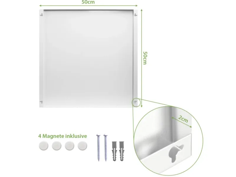 Banjado Magnettafel 50x50cm Magnetwand Weiß Aus Metall Magnetpinnwand Pinnwand Inkl. 4 Magnete Motiv Bunte Glasbausteine