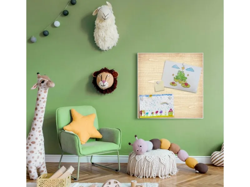 Banjado Magnettafel 50x50cm Magnetwand Weiß Aus Metall Magnetpinnwand Pinnwand Inkl. 4 Magnete Motiv Bretter