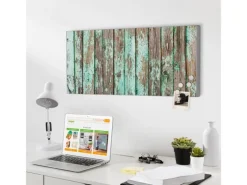 Banjado Magnettafel 78x37cm Magnetwand Silber Aus Metall Magnetpinnwand Pinnwand Inkl. 4 Magnete Motiv Verwittertes Holz